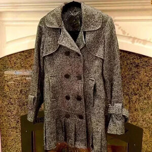 Guess Pleated Detail Wool Blend Coat